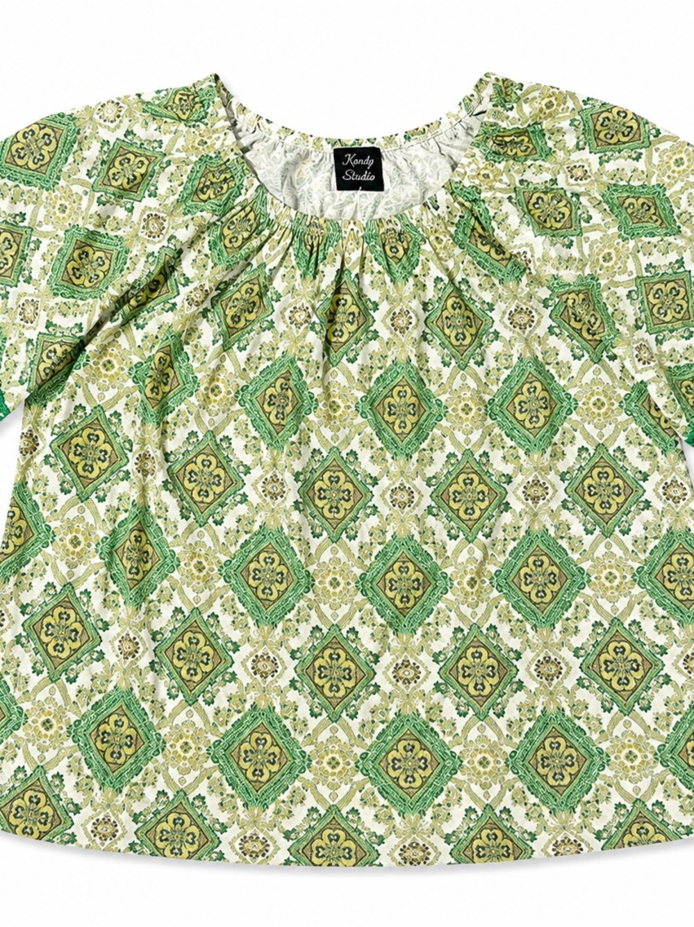 Knapp Studio Boho Print Lace Sleeve Top | Size Large | New Without Tags